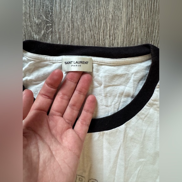 Saint Laurent Paris Université Men’s Graphic T-Shirt White & Black Tee Top EUC - Picture 3 of 6